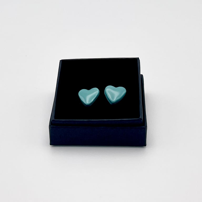 NEW! Porcelain sweetheart aqua-blue stud earrings