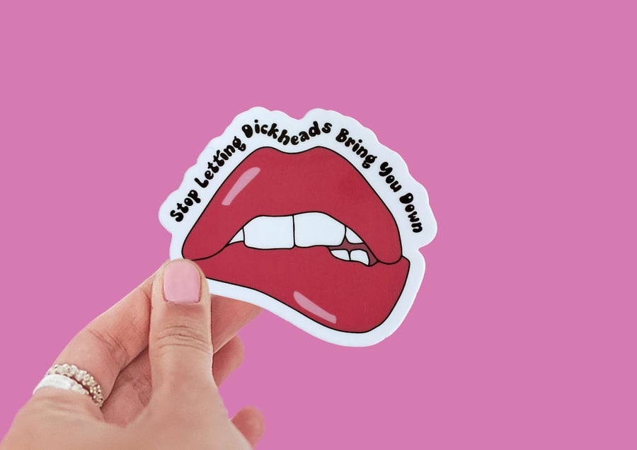 Stop Letting Dickheads Bring You Down Sticker Lip Biting Sticker Positive Vibes 