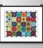 098 Cross Stitch Quaker Sampler, Octagon tiled patchwork Flowers  - Image 2