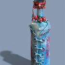 The Masquerade Lady Handcrafted Altered Bottle Art Mixed Media Roses & Pearls 