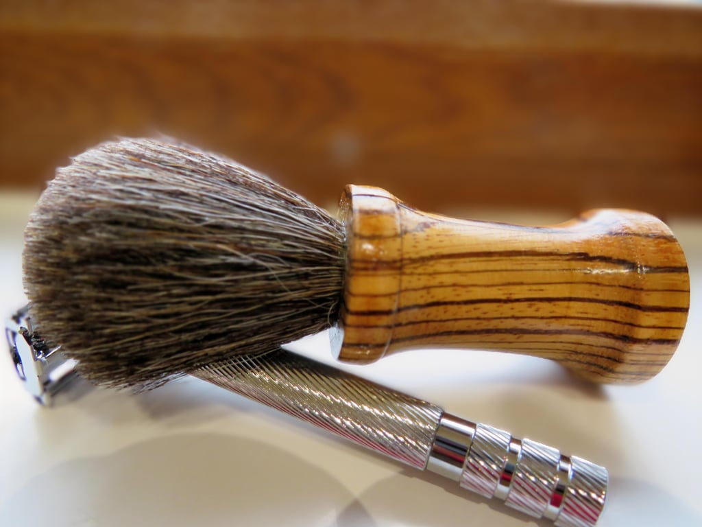 Handcrafted Zebrano Shaving Brush with synthetic Black Knot-SKU-SB05