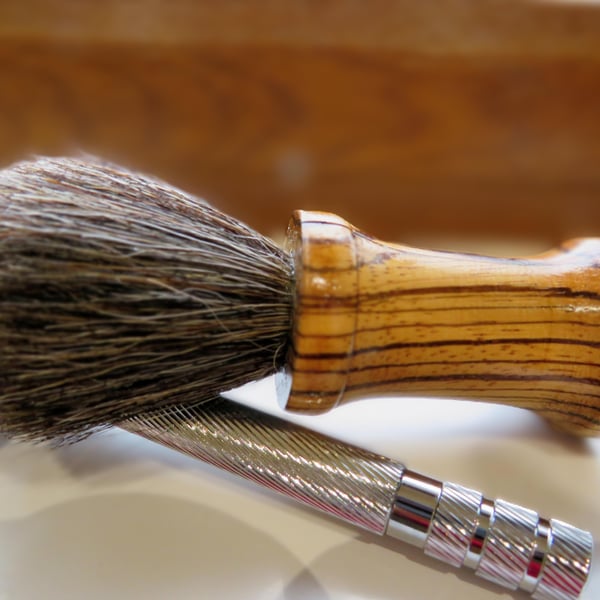 Handcrafted Zebrano Shaving Brush with synthetic Black Knot-SKU-SB05