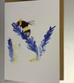 Bee on Lavender A5 Greeting Card