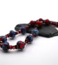 red lampwork glass and garnet beaded necklace - Image 2