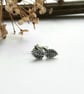 Sterling Silver Leaf Stud Earrings - Oxidised - Image 3