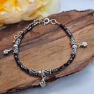 Micro crystal and celtic silver and flower extendable bracelet