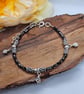 Micro crystal and celtic silver and flower extendable bracelet