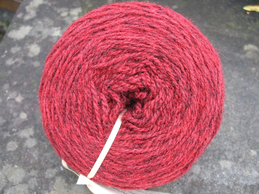 Hand-dyed Pure Jacob Light Aran (Worsted) Wool Cherry 100g