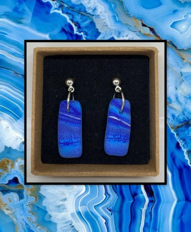 Agate inspired lightweight clay earrings