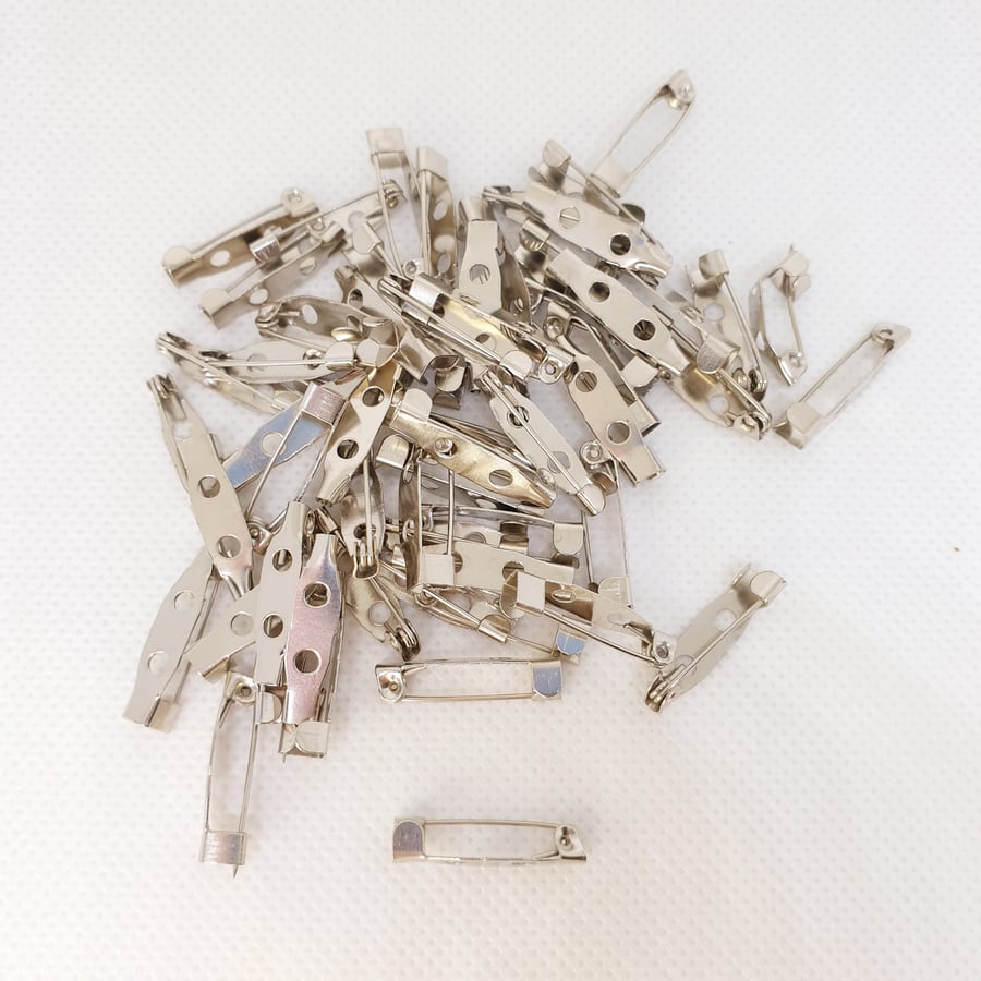 50 Pcs 20mm Metal Silver Brooch Back Pins Lock Pins Safety Pins