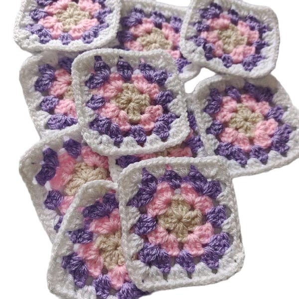 Crochet Granny Squares Pastel Blossom Colour Scheme 3-inch Size