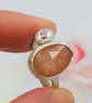 Rose Cut Peach Moonstone Slice Ring - Image 1