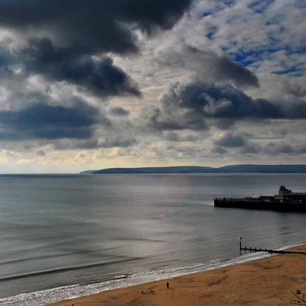 Bournemouth Pier And Beach Dorset England UK 18"X12" Print