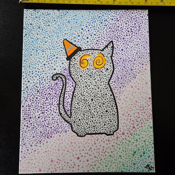 Nipfest original painting - Dot series diagonal rainbow