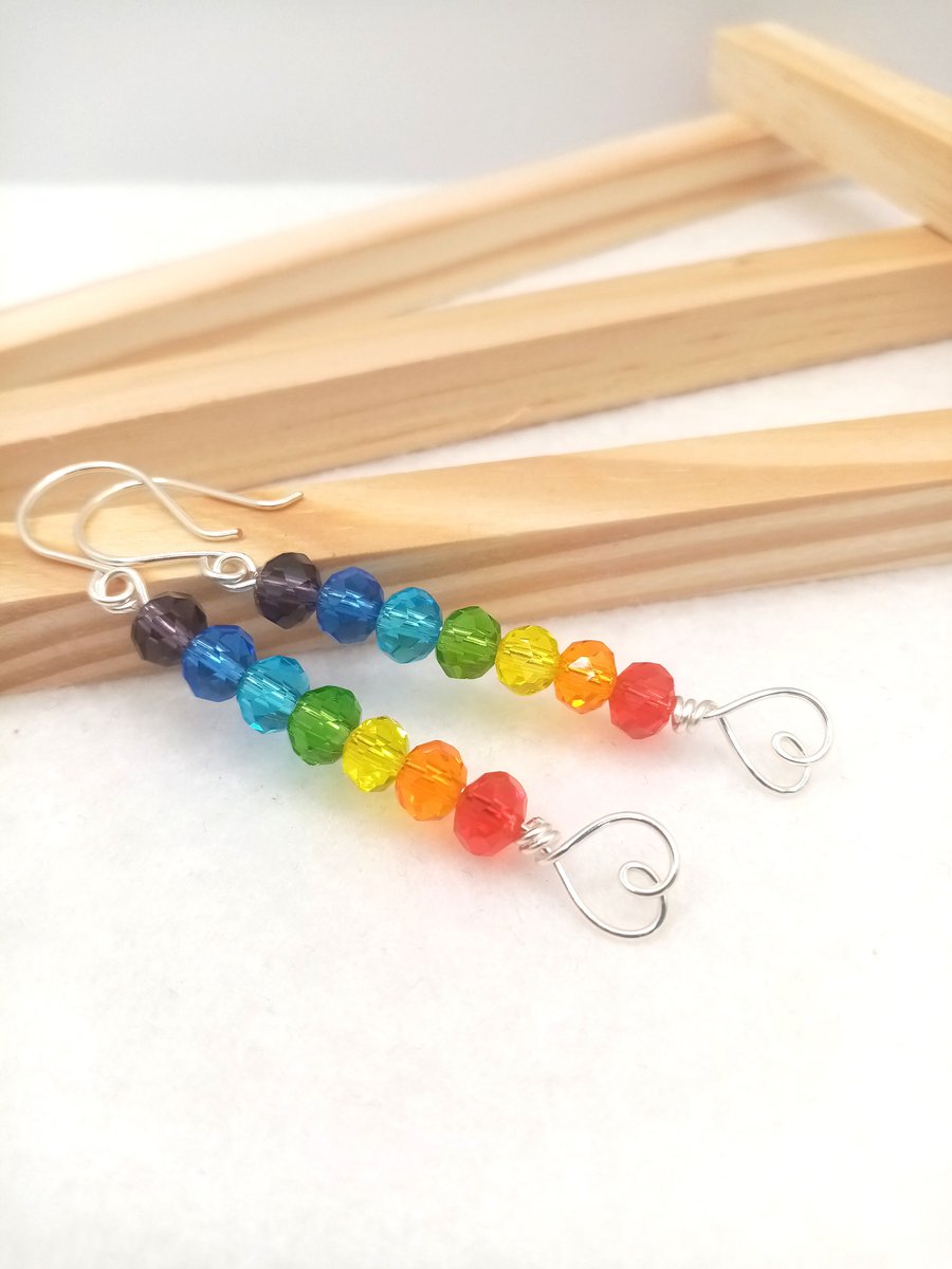 Briolette Bead Chakra Earrings in Silver, Gifts for her, Christmas, Free Postage