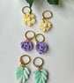  Handmade Summer Floral Polymer Clay Earrings with Golden Pendants
