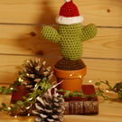 Crochet Cactus desert style, Christmas Cactus with removeable Santa hat. 