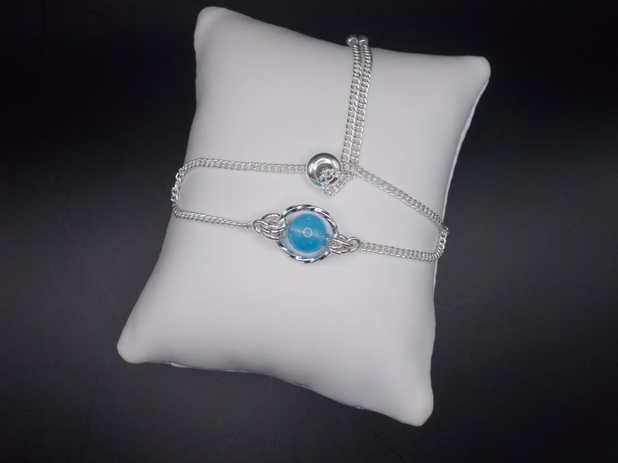 Blue agate slider bracelet