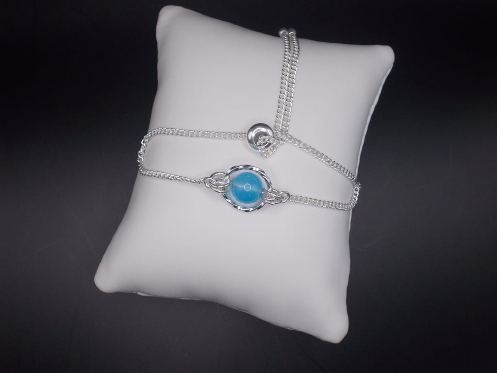 Blue agate slider bracelet