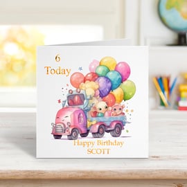 Personalised Monster Trucks Birthday Card. Design 7