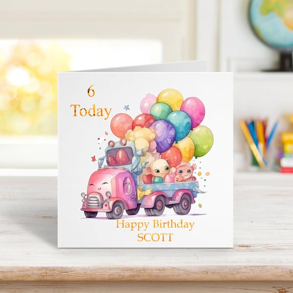 Personalised Monster Trucks Birthday Card. Design 7