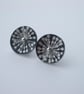 Black and silver circle studs with allium print - Image 2