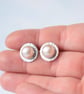 Luxury Pearl Stud Earrings in Sterling Silver - Elegant Bridal Jewellery  - Image 4