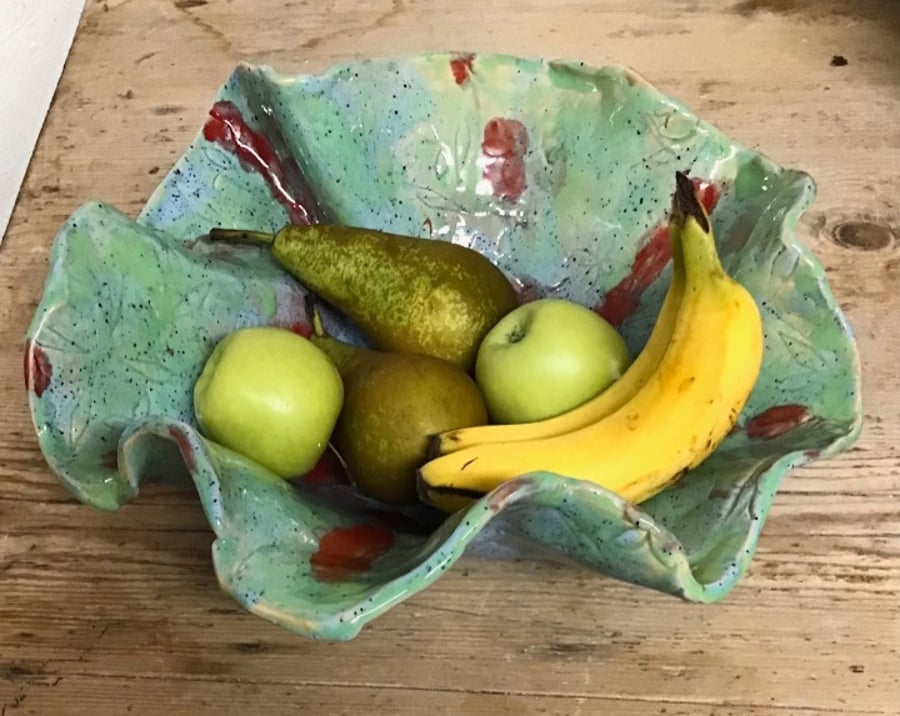 Large Decorative Handmade Ceramic Fruit, Salad Bowl 
