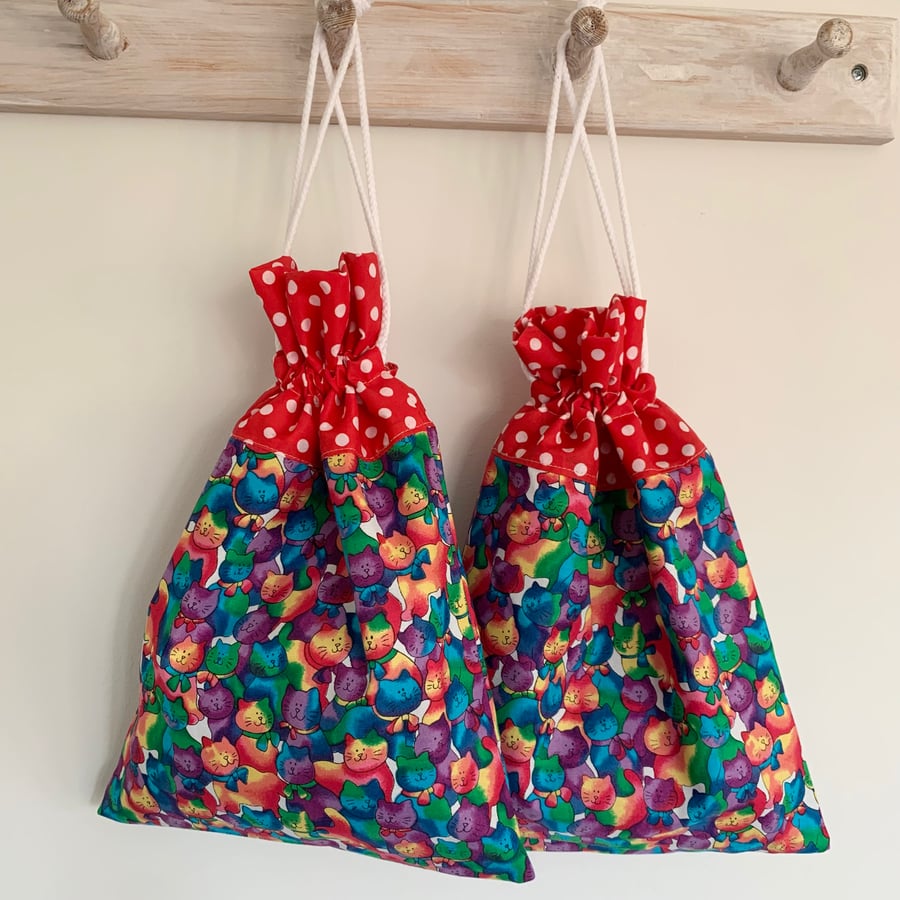 Rainbow cats drawstring bag party bag gift bag