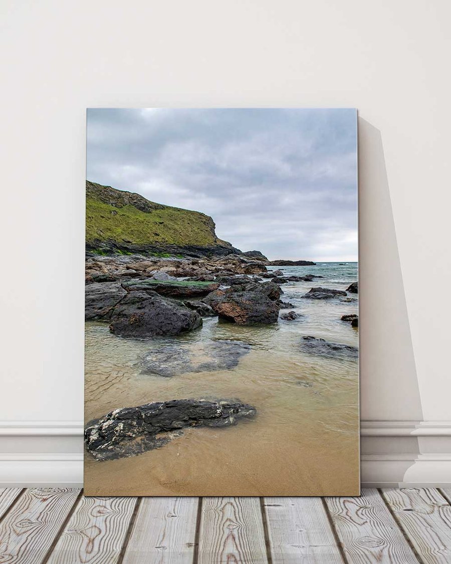 Portreath Beach, Cornwall. Canvas picture print. 14"x10" (18mm depth)