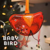 Orange fused glass BABY bird