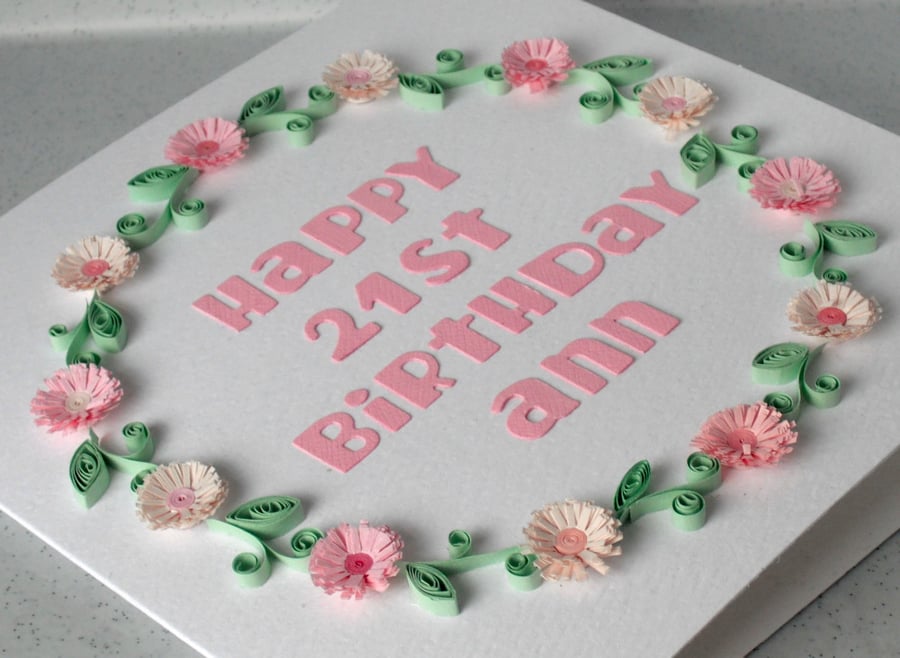 Handmade 21st birthday card - personalised with any age and name