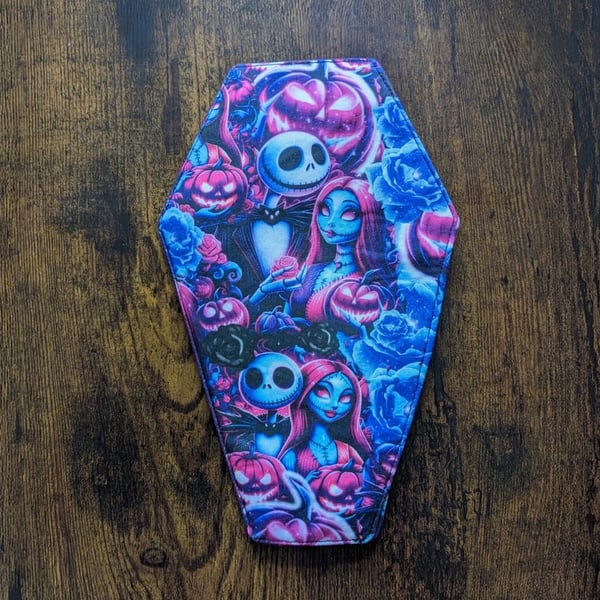 Handmade Skeleton Coffin Cosmetic Bag – Gothic Halloween Makeup Pouch by Agira