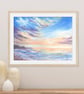 Soft Seascape Wall Art Print, Watercolour Serene Landscape Softcore Art Decor - Image 4