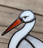 Handcrafted Stained Glass White Stork Plant Stake Unique Gift - Image 5