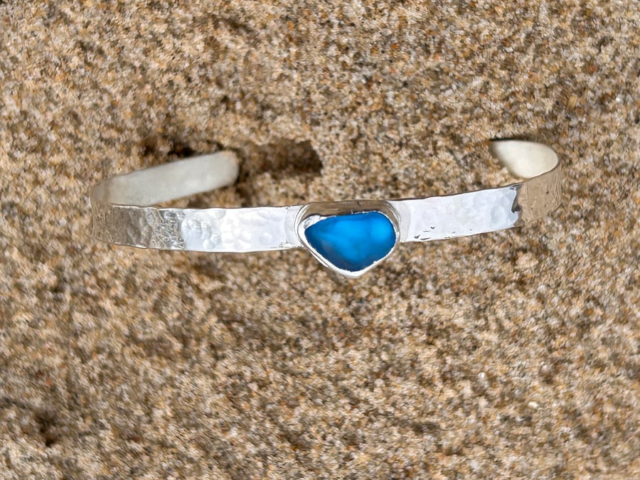Blue seaglass bangle