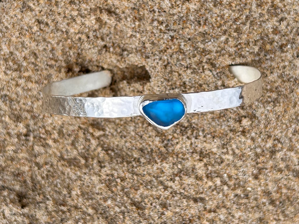 Blue seaglass bangle