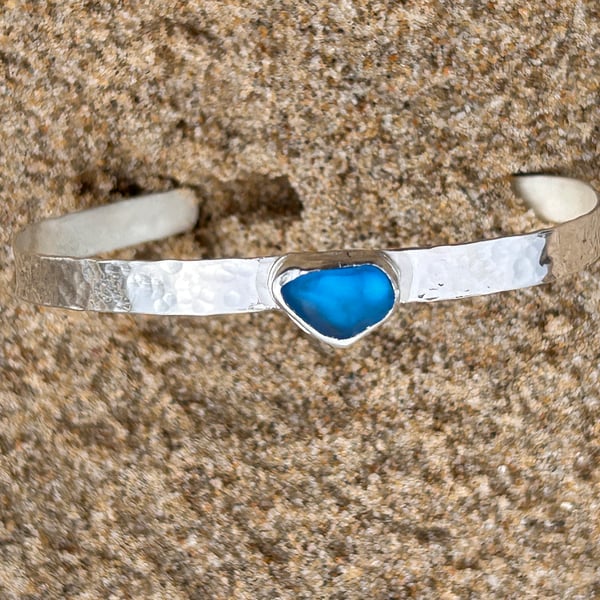 Blue seaglass bangle