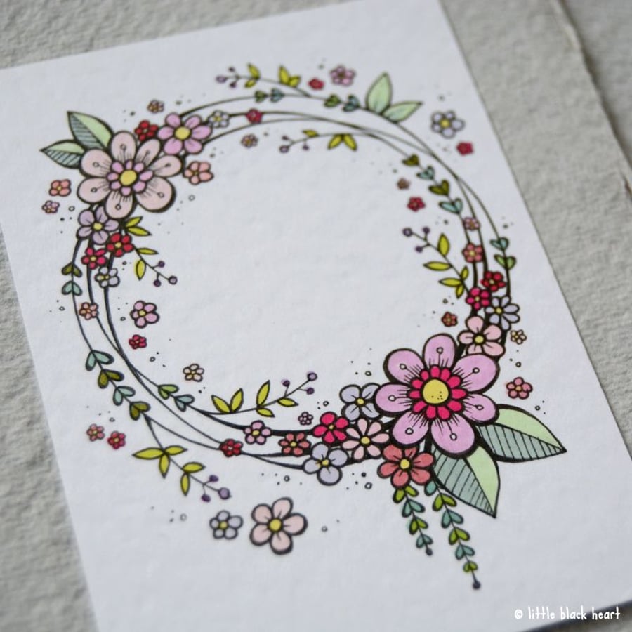 customise your own - floral wreath original aceo