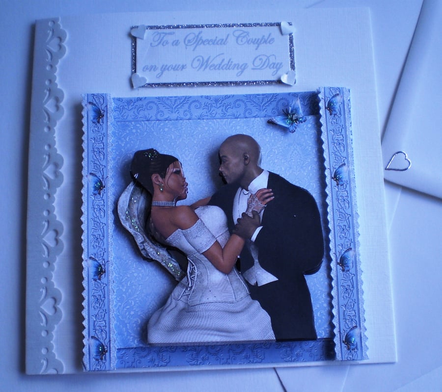  SALE Handmade Ethnic Wedding Card,3D,Decoupage, Personalise