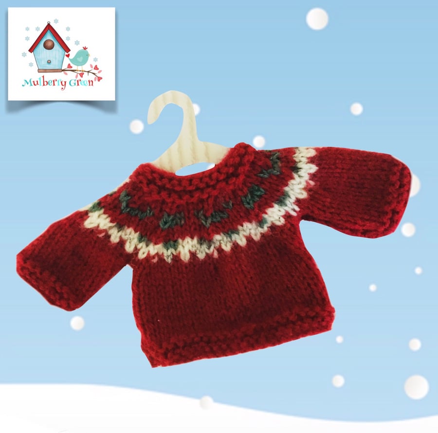 Reserved for Beverly - Red Shetland Jumper