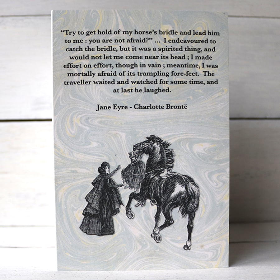 Jane Eyre quotation card Charlotte Brontë. Jane Eyre and Mr Rochester meet.