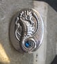 Pewter Seahorse Brooch with Blue Shell - Image 1