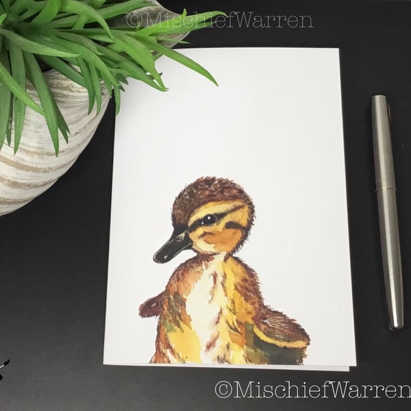 Duckling Card - Blank or personalised duck art card for any occasion 