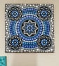 Hand painted blue and white mandala canvas - Frosty - Image 1