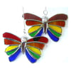 Rainbow Butterfly Suncatche Stained Glass Crystal Head
