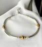 Sterling Silver Gold Vermeil Bead Bracelet, Adjustable Slider Clasp Bracelet
