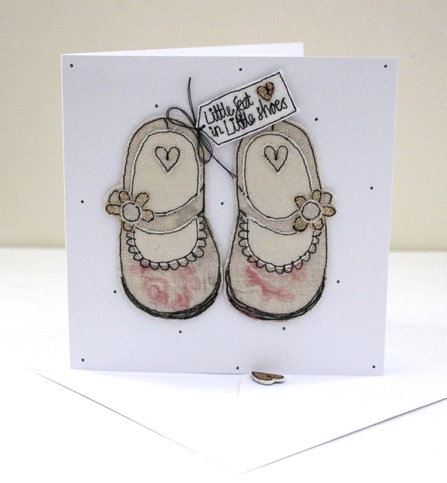 'Little feet in Little Shoes' - Handmade New Baby Card