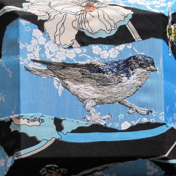 This Guest Of Summer - House Martin and Bees Textile Artwork