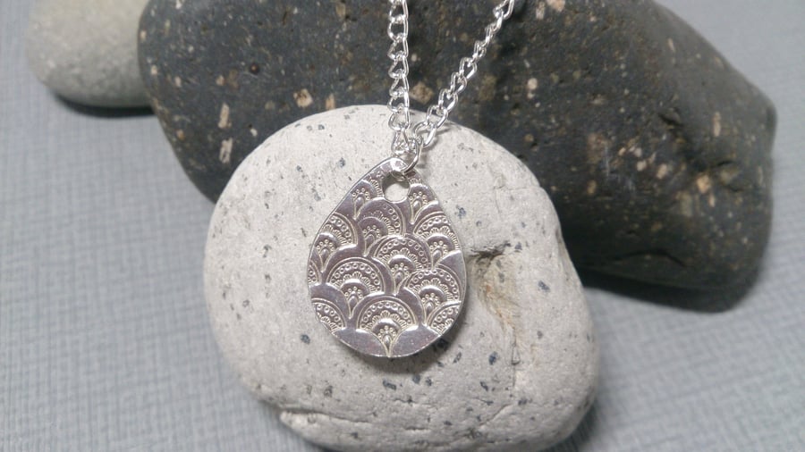 Fan Patterned Pendant, Hand Stamped